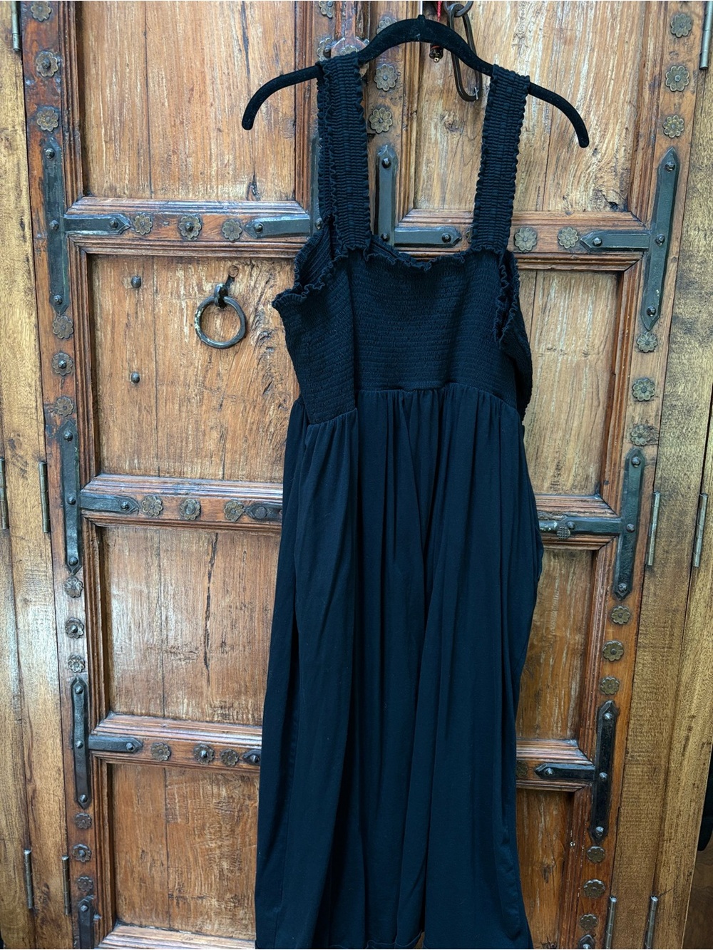 Old Navy Black Midi Dress with Smocked Bodice - Picture 2 of 6